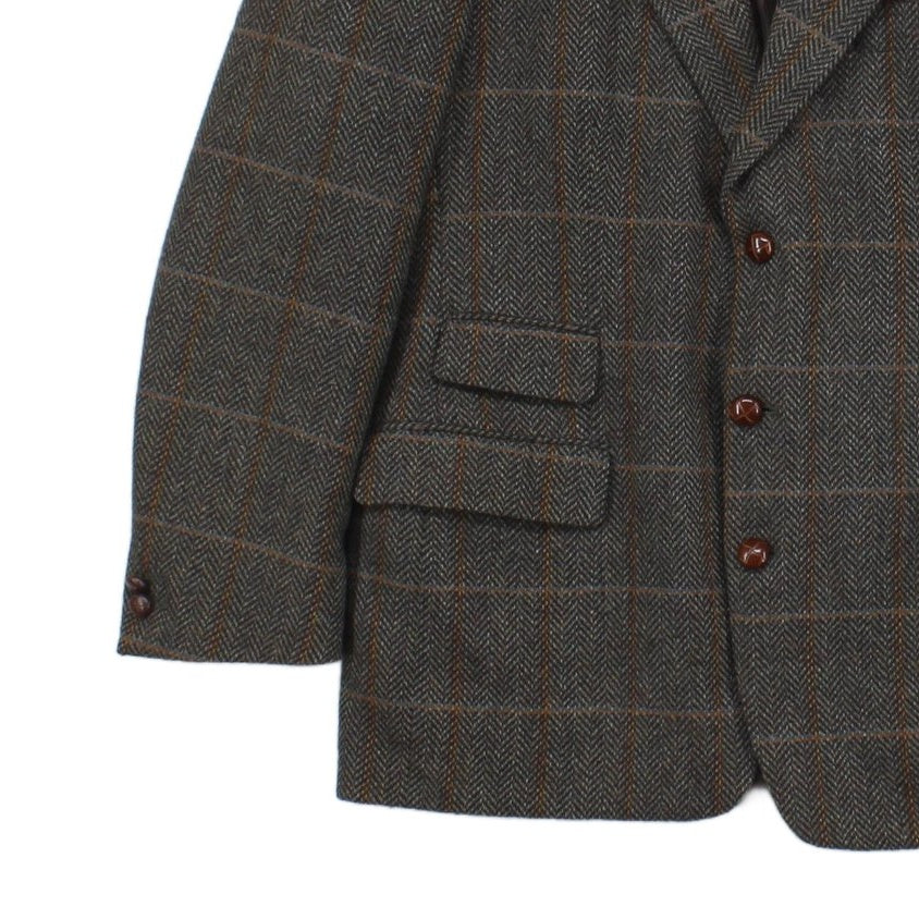 Mens Tweed Blazer Plaid Wool Nylon