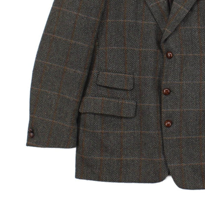 Mens Tweed Blazer Plaid Wool Nylon