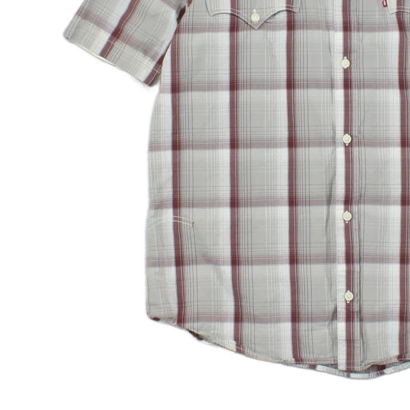 Mens Plaid Shirt  Button Up Short Sleeve