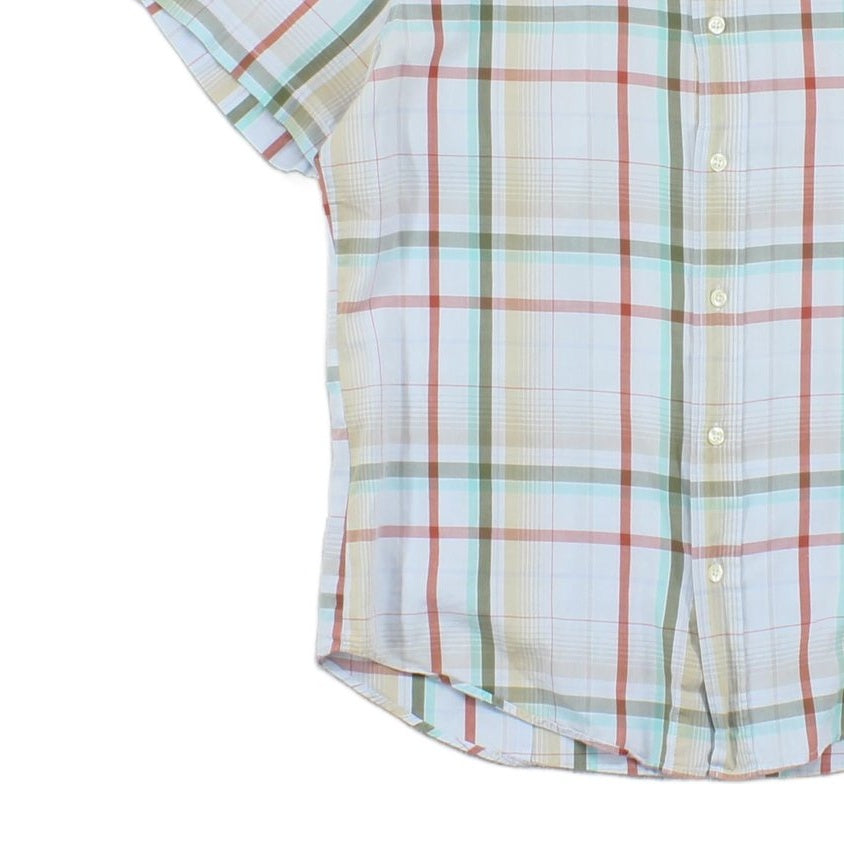 Mens Plaid Shirt Short Sleeve Casual Check