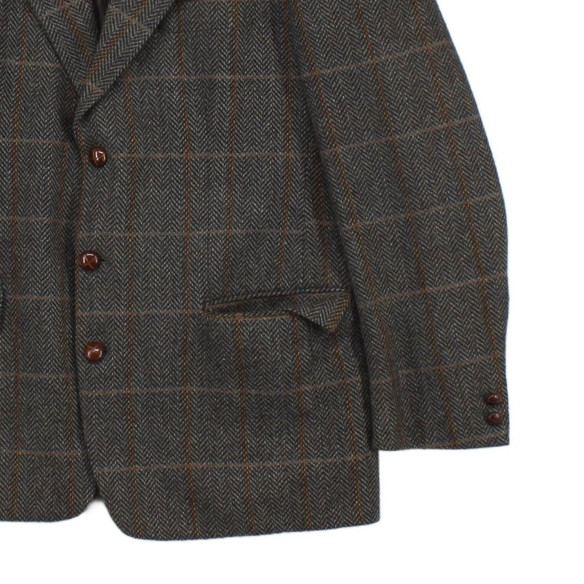 Mens Tweed Blazer Plaid Wool Nylon