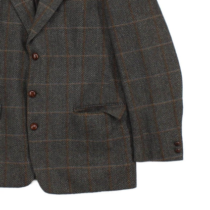 Mens Tweed Blazer Plaid Wool Nylon