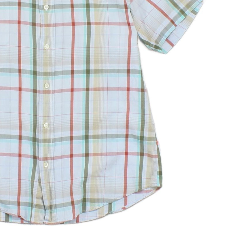 Mens Plaid Shirt Short Sleeve Casual Check