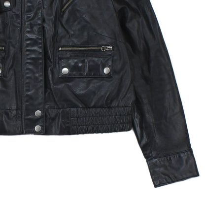 Womens Leather Jacket Full Zip Biker