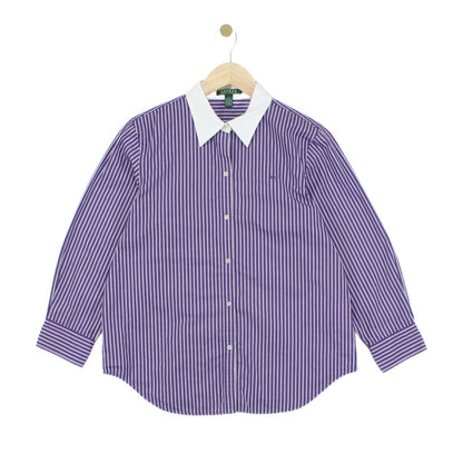 Womens Striped Shirt Collared Button Up