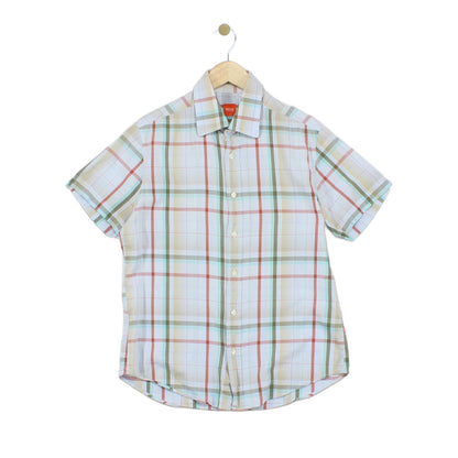 Mens Plaid Shirt Short Sleeve Casual Check