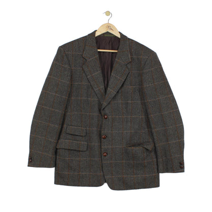 Mens Tweed Blazer Plaid Wool Nylon