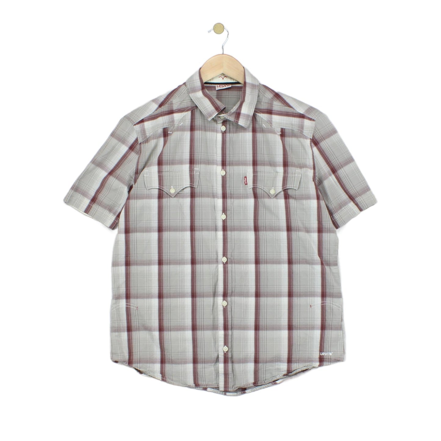 Mens Plaid Shirt  Button Up Short Sleeve