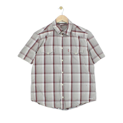 Mens Plaid Shirt  Button Up Short Sleeve