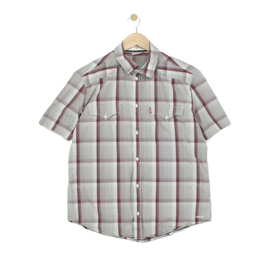 Mens Plaid Shirt  Button Up Short Sleeve