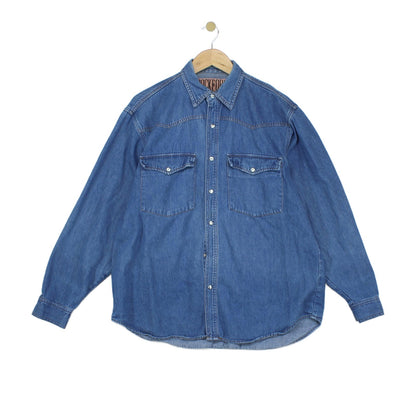 Mens Denim Shirt Long Sleeve Button Up