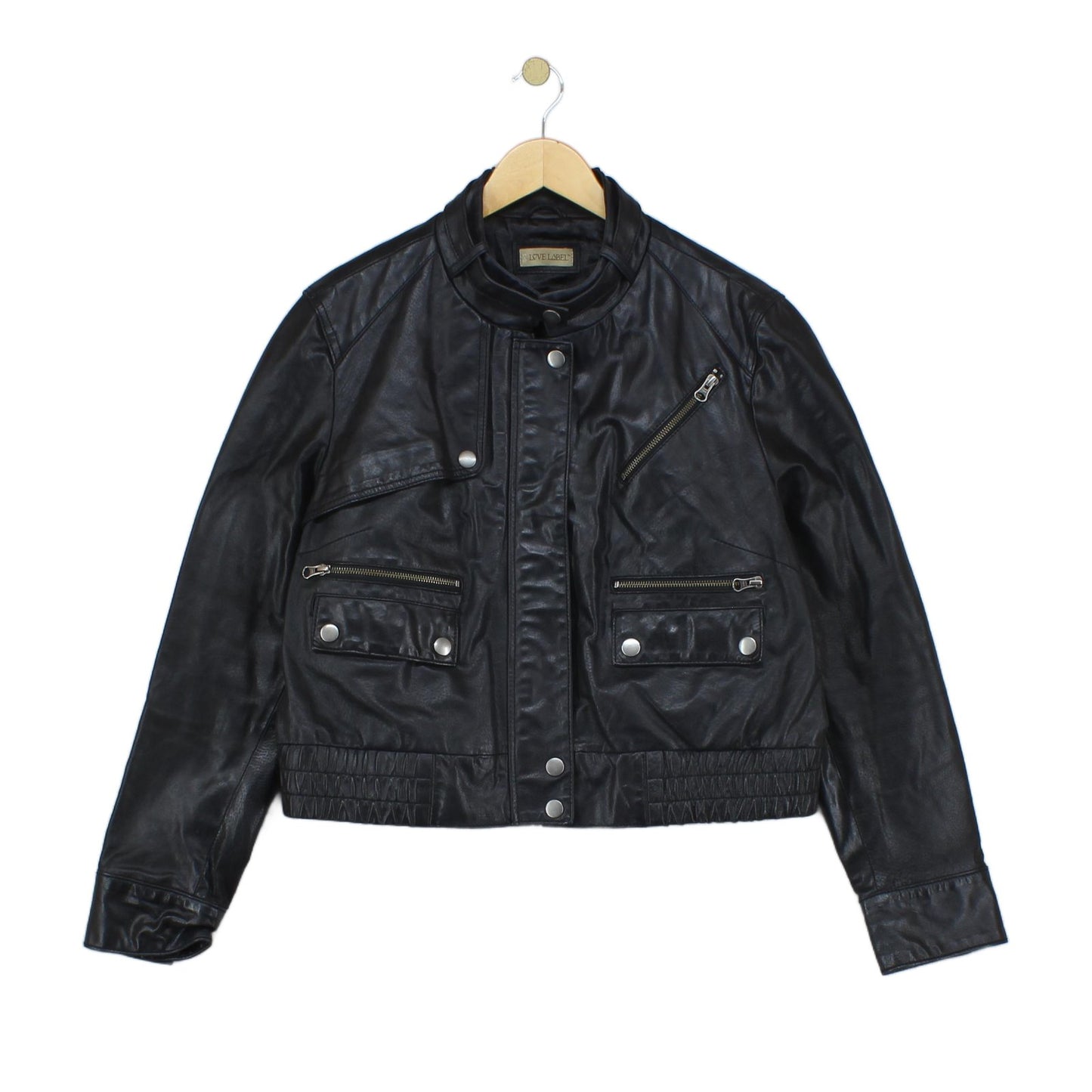 Womens Leather Jacket Full Zip Biker