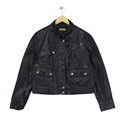 Womens Leather Jacket Full Zip Biker