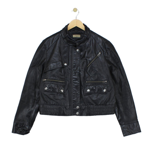 Womens Leather Jacket Full Zip Biker