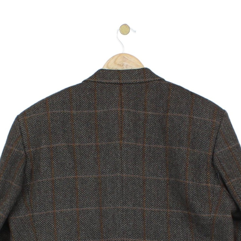 Mens Tweed Blazer Plaid Wool Nylon