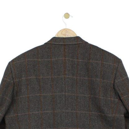 Mens Tweed Blazer Plaid Wool Nylon