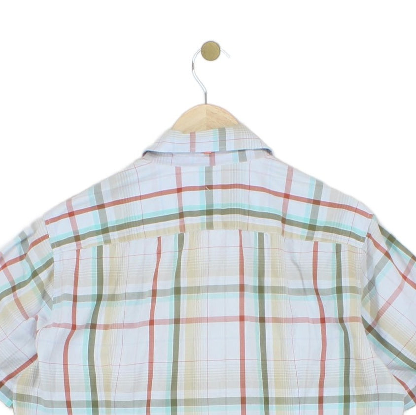 Mens Plaid Shirt Short Sleeve Casual Check