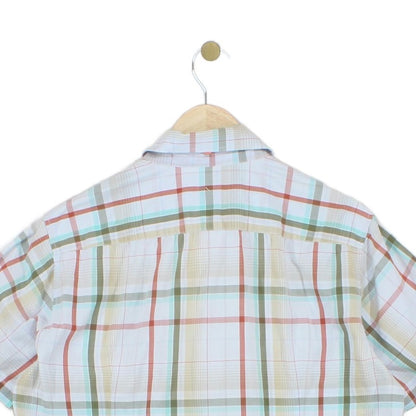 Mens Plaid Shirt Short Sleeve Casual Check