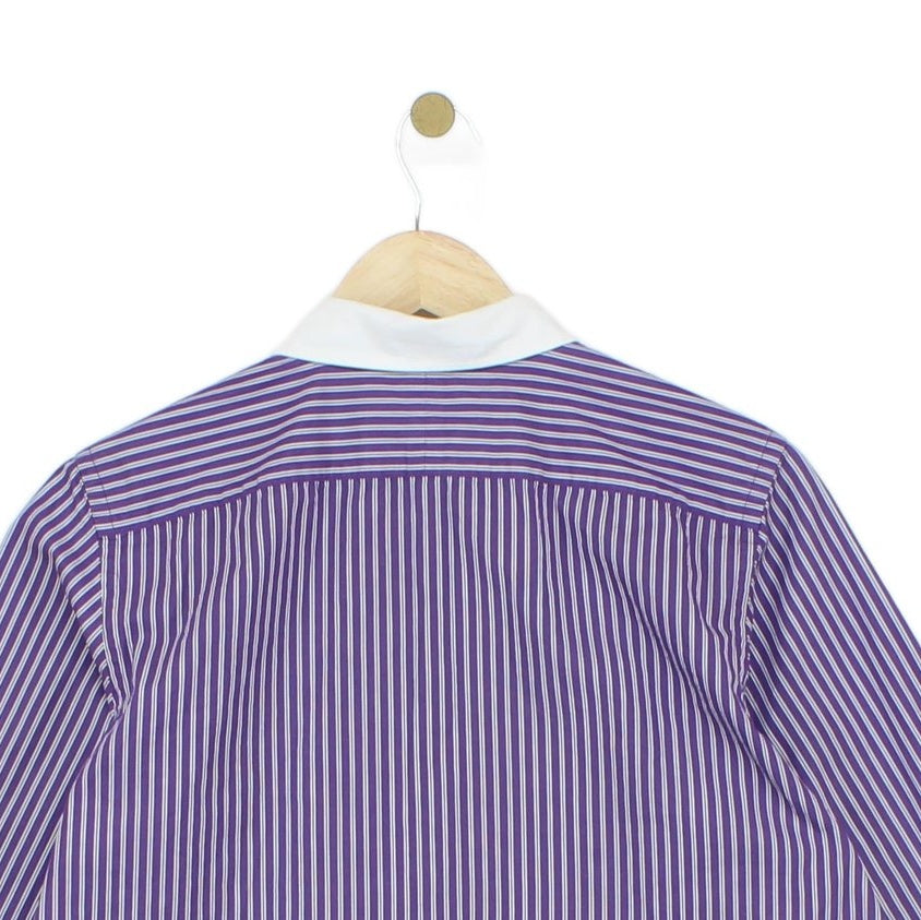 Womens Striped Shirt Collared Button Up