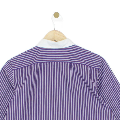 Womens Striped Shirt Collared Button Up
