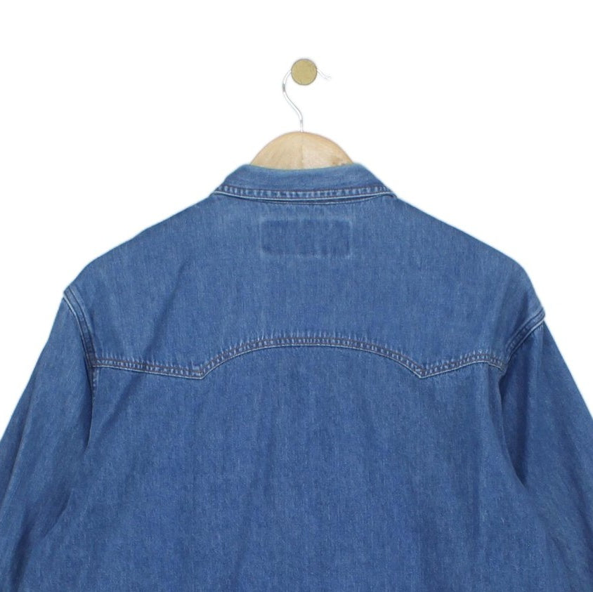 Mens Denim Shirt Long Sleeve Button Up