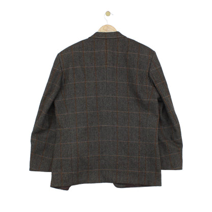 Mens Tweed Blazer Plaid Wool Nylon