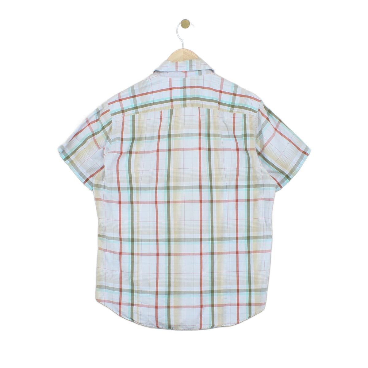 Mens Plaid Shirt Short Sleeve Casual Check