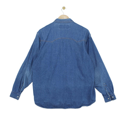 Mens Denim Shirt Long Sleeve Button Up