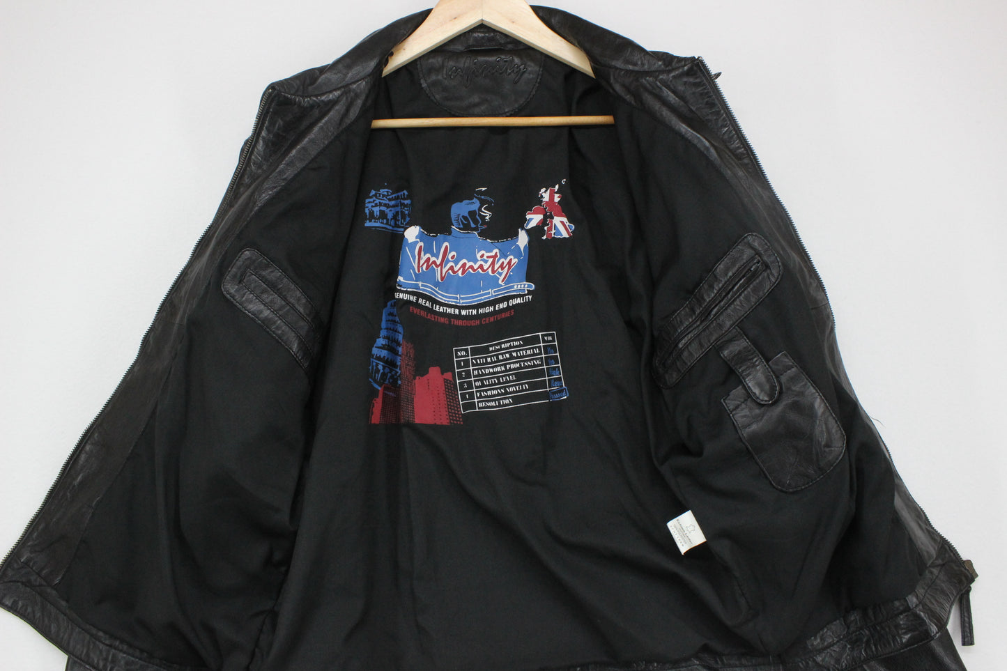 Mens Leather Jacket Full Zip Biker