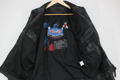 Mens Leather Jacket Full Zip Biker