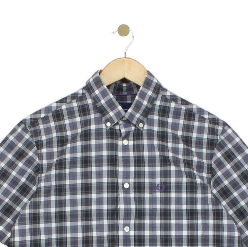 Mens Check Shirt Short Sleeve Casual Plaid