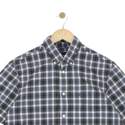 Mens Check Shirt Short Sleeve Casual Plaid