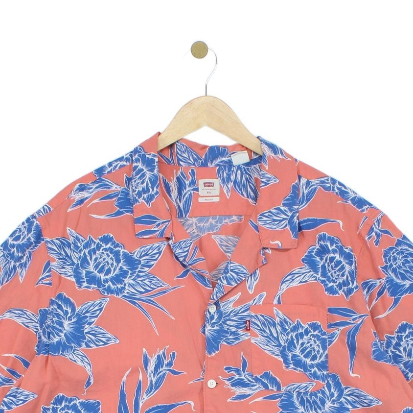 Mens Floral Shirt Relaxed Short Sleeve