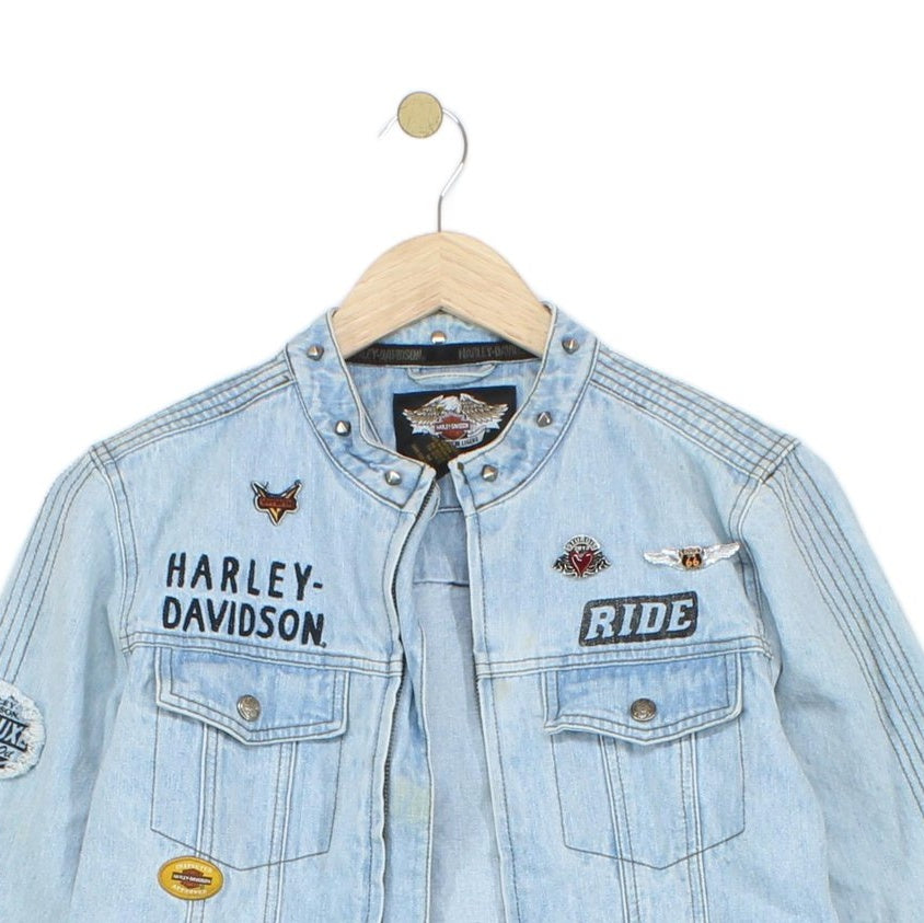 Womens Denim Jacket Patch Motorcycle