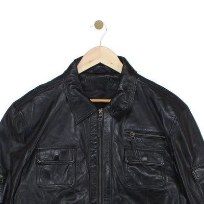 Mens Leather Jacket Full Zip Biker