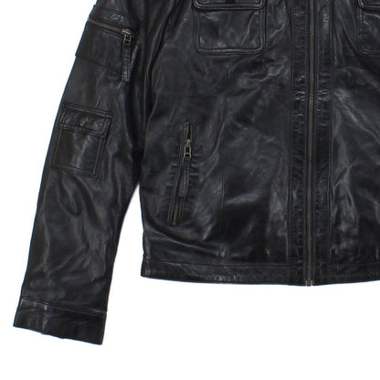 Mens Leather Jacket Full Zip Biker