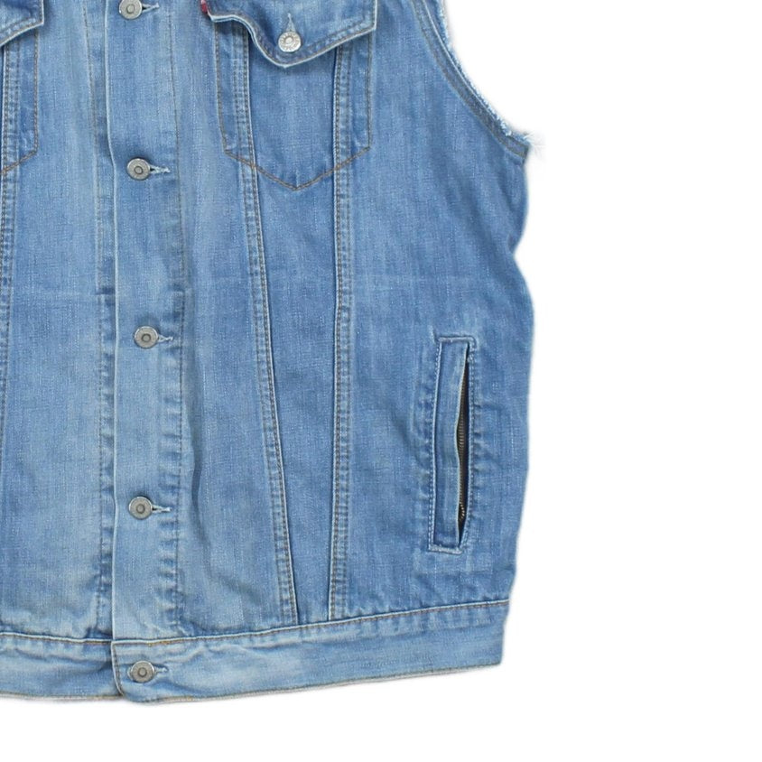 Mens Denim Vest Jacket Casual Sleeveless Western