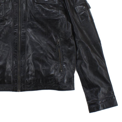 Mens Leather Jacket Full Zip Biker