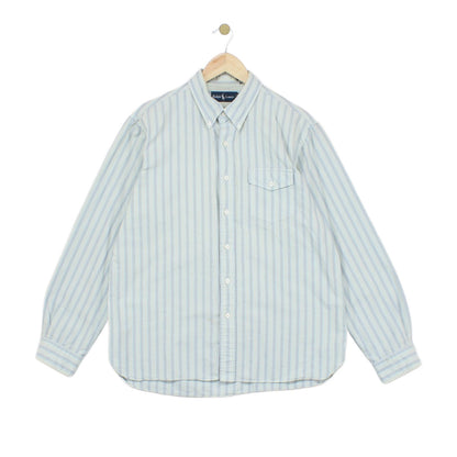 Mens Striped Shirt Button Up Long Sleeve