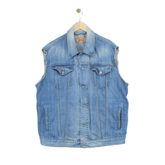 Mens Denim Vest Jacket Casual Sleeveless Western