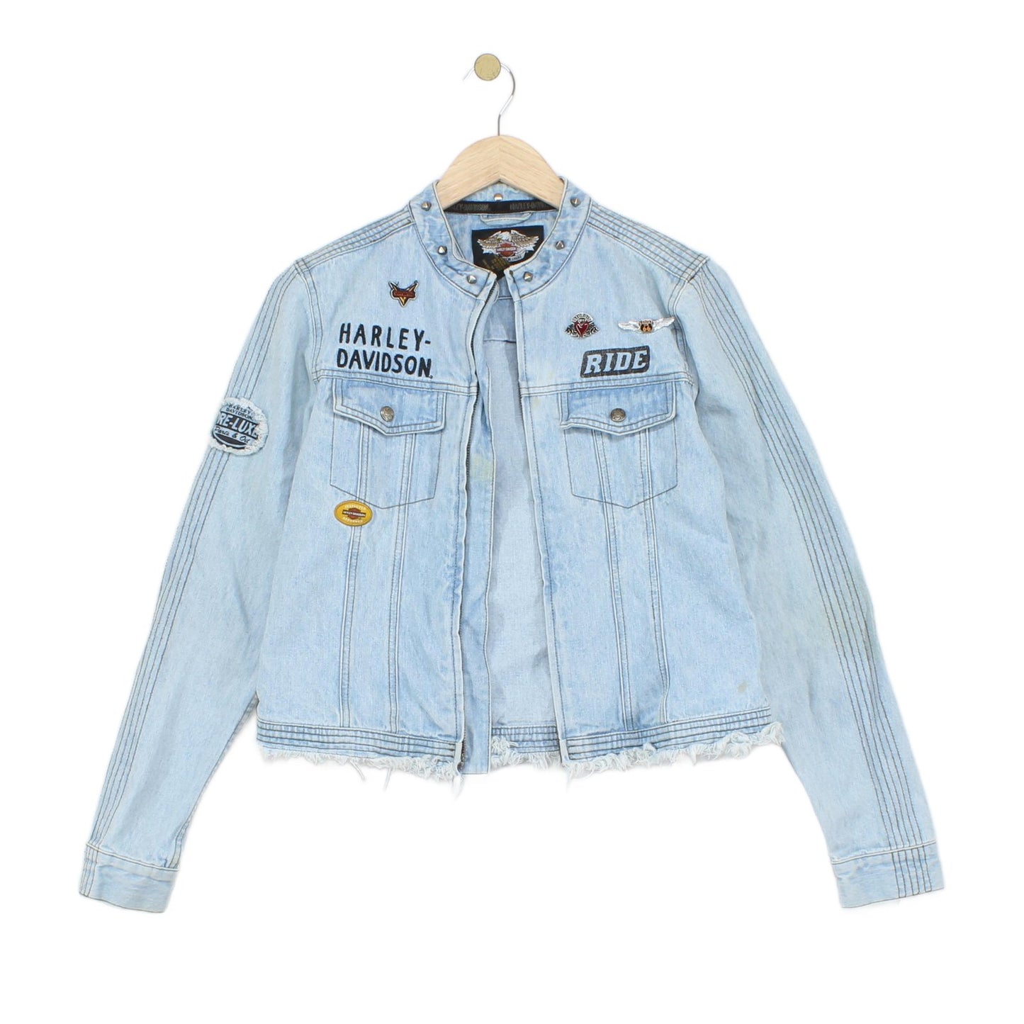 Womens Denim Jacket Patch Motorcycle