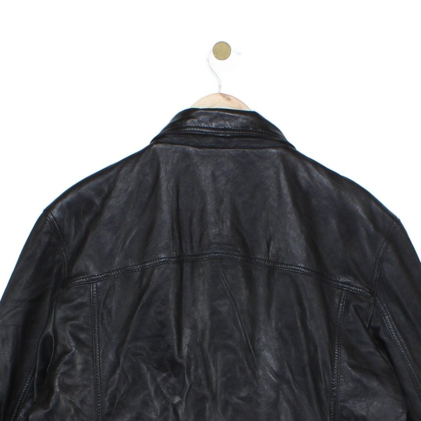 Mens Leather Jacket Full Zip Biker