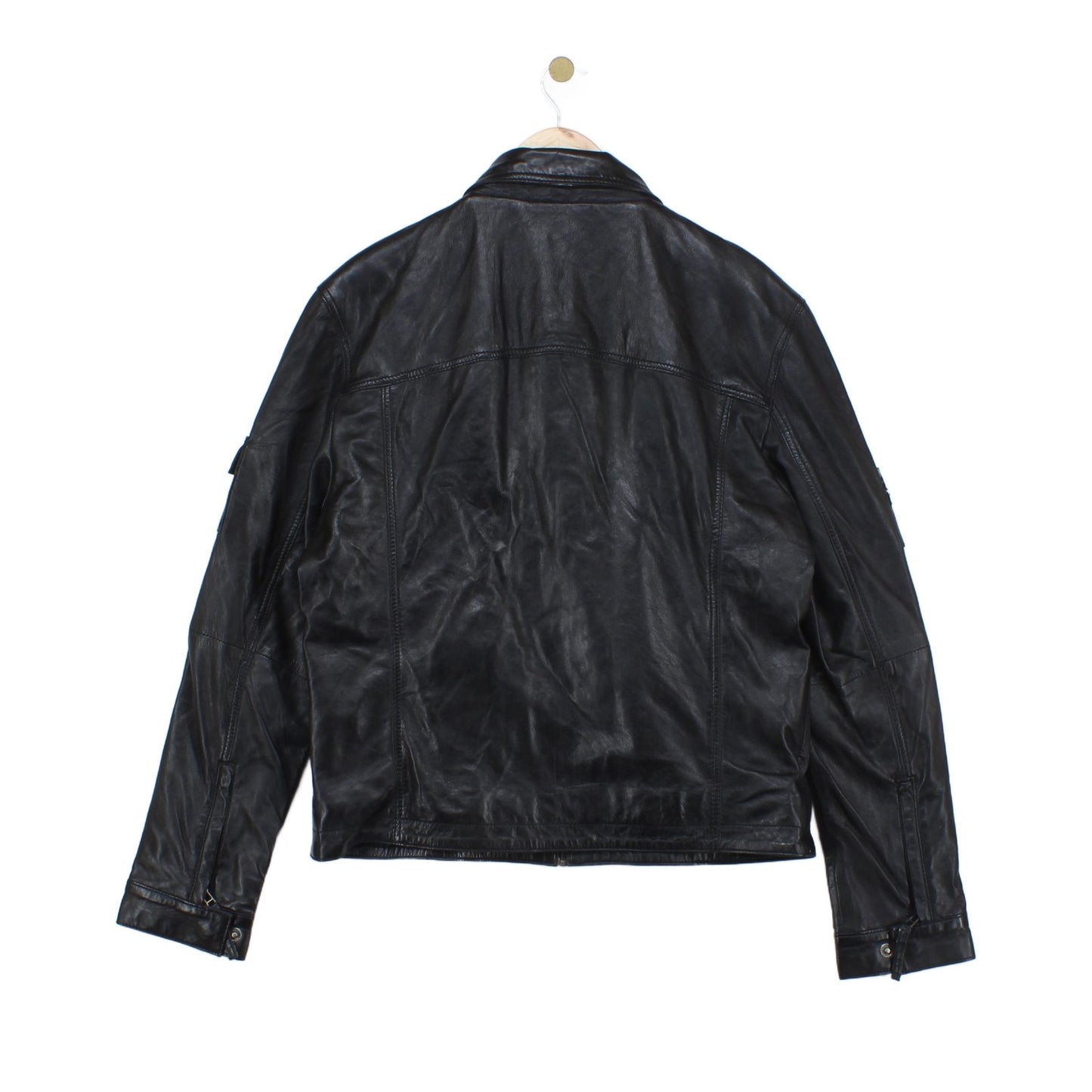 Mens Leather Jacket Full Zip Biker