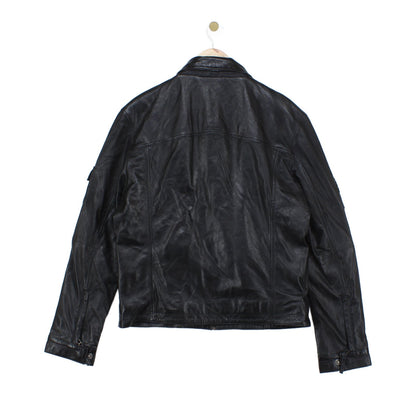 Mens Leather Jacket Full Zip Biker