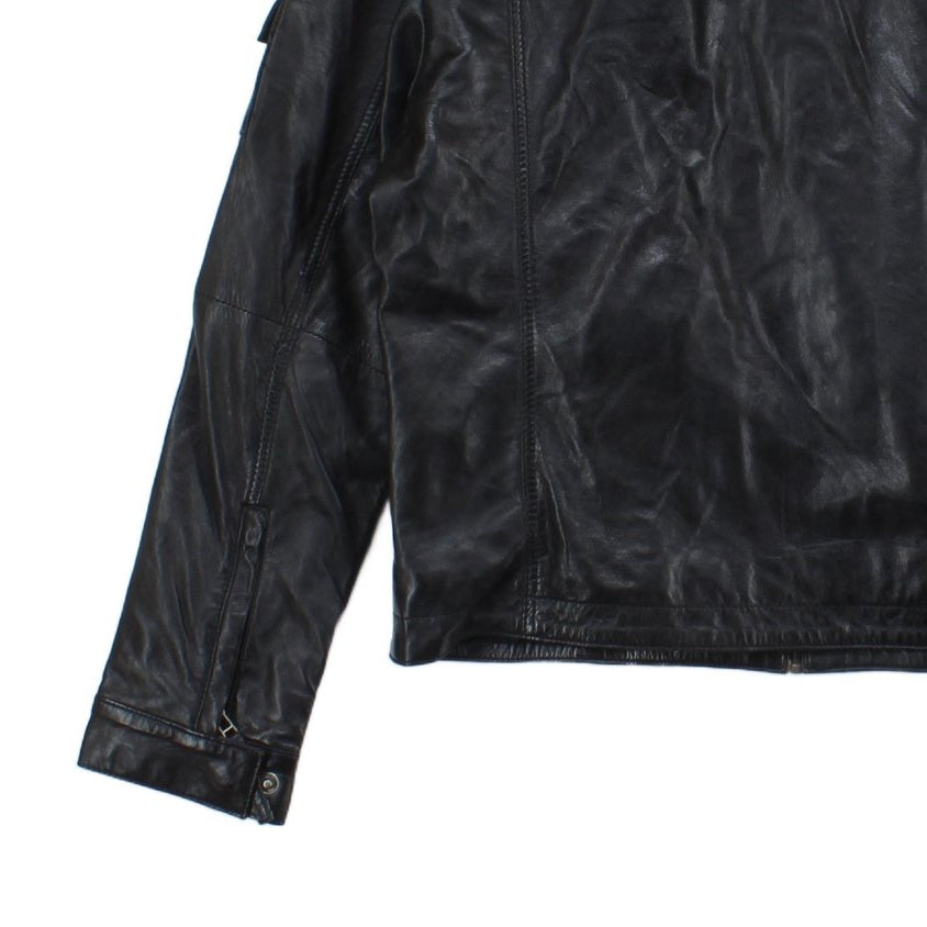 Mens Leather Jacket Full Zip Biker