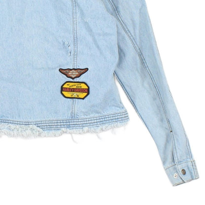 Womens Denim Jacket Patch Motorcycle