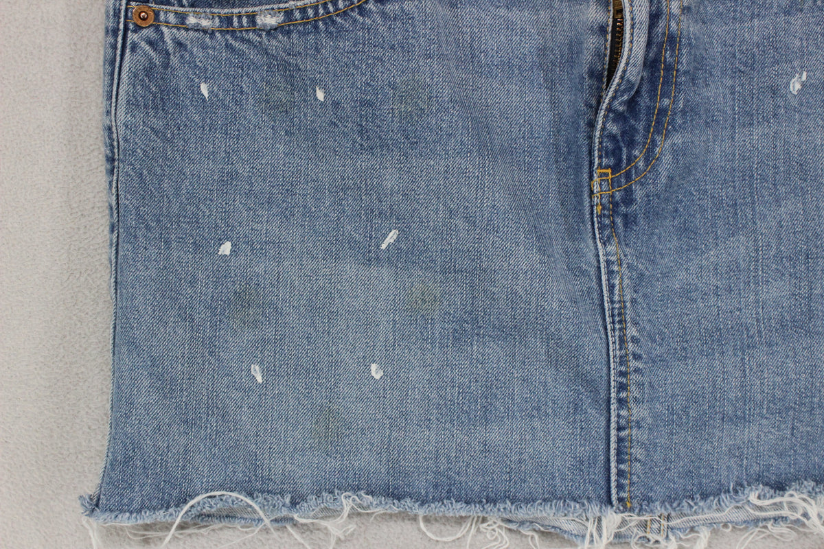 Womens Denim Skirt  Distressed Mini