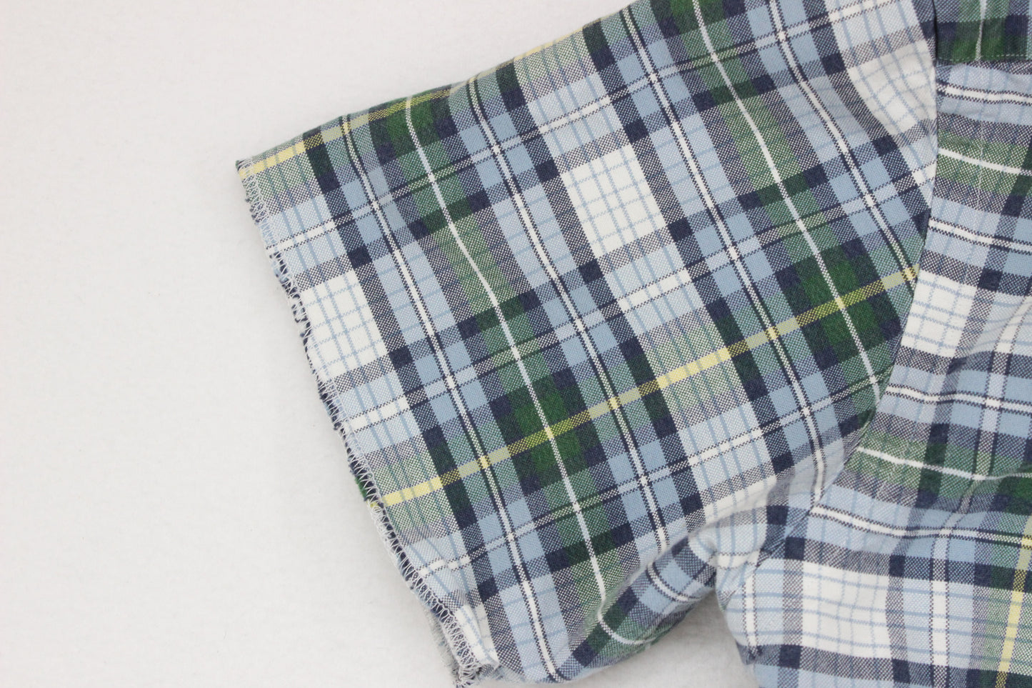 Mens Plaid Shirt Short Sleeve Raw Hem