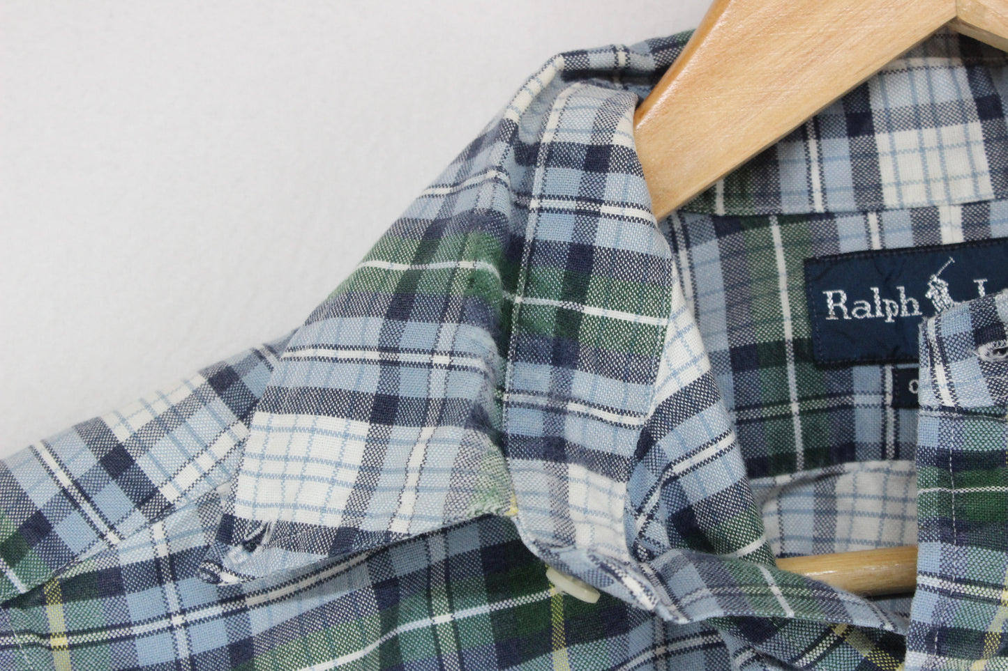 Mens Plaid Shirt Short Sleeve Raw Hem
