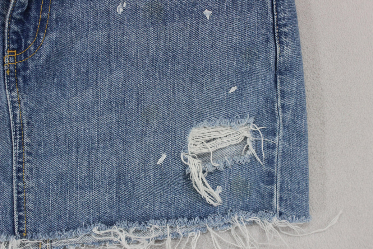 Womens Denim Skirt  Distressed Mini